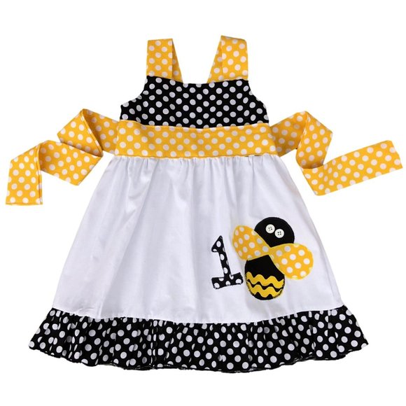 Bumble Bee Birthday Girl Personalized Jumper Dress - Picture 1 of 1